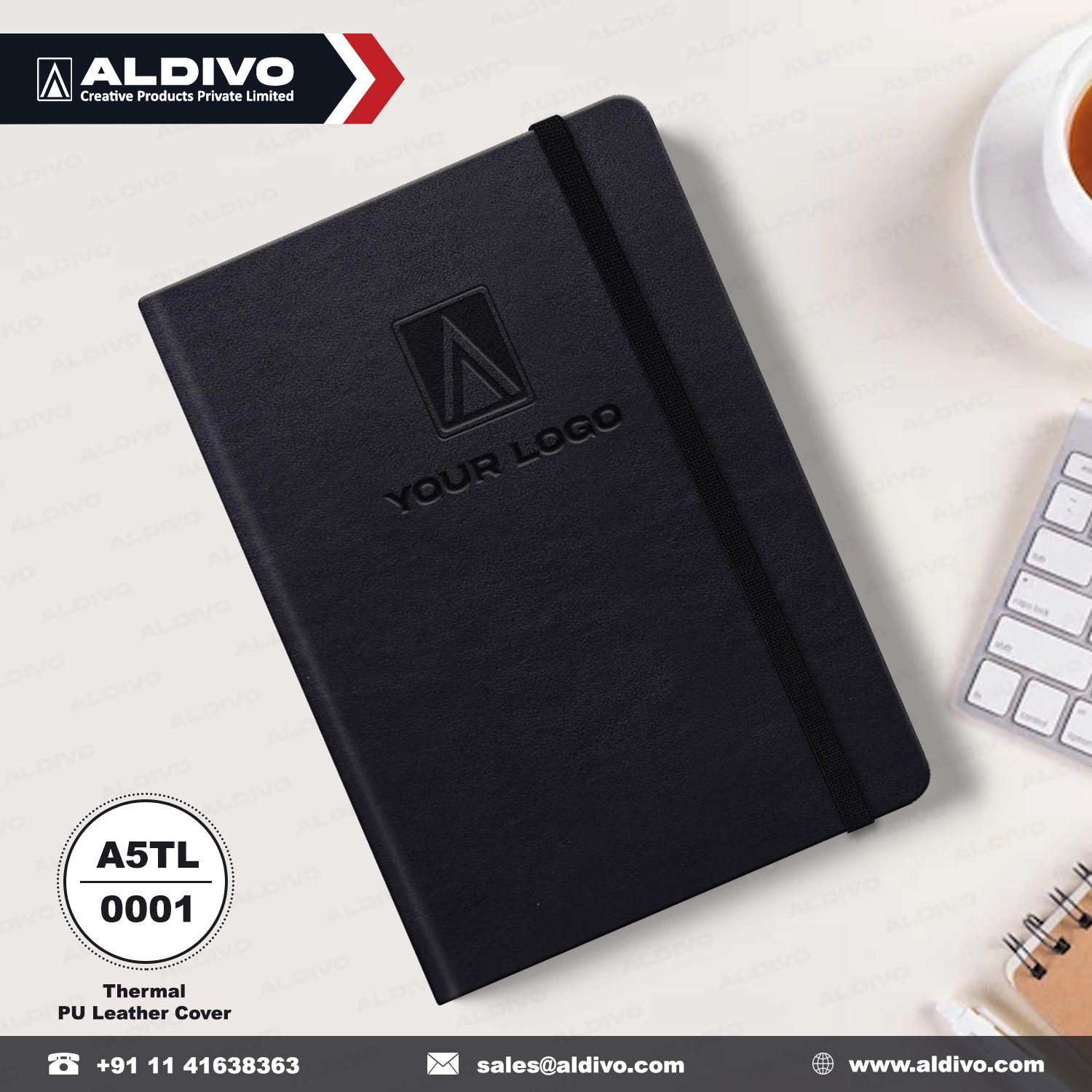 Black Leather Cover Hard Bound Corporate Diary